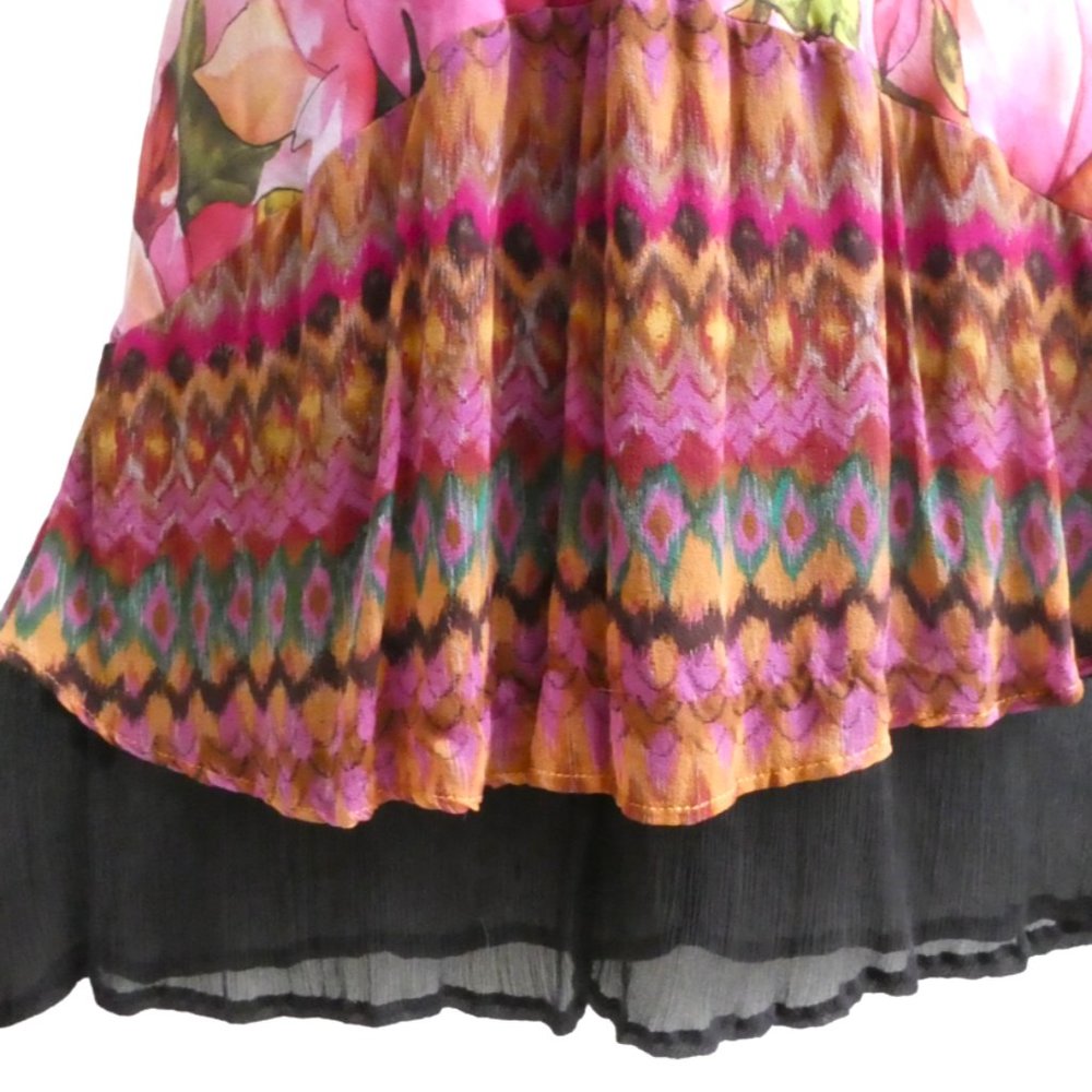 SiLK URU Maxi Dress Bias Cut Hand Made OOAK Watercolors Mixed Media L - Picture 6 of 9